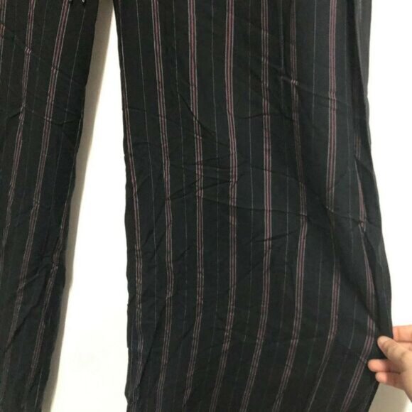 Paige NWT Womens 6 Black Currant Capuncine Hi Waist Wide Leg Stripe Pants - Picture 6 of 9